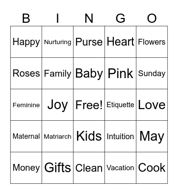 Mother's Day Bingo Card