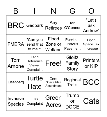 Land & Planning Meeting Bingo Card