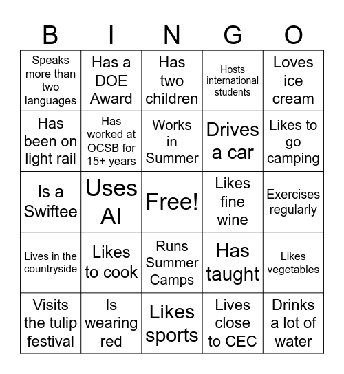 Coworker Bingo Card