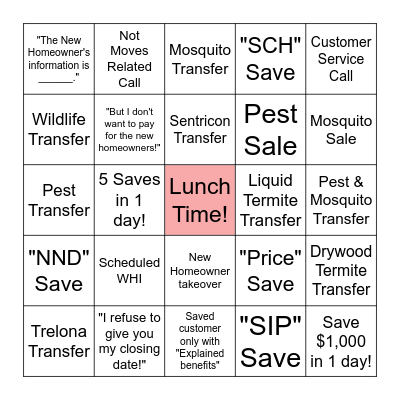 Customer Bingo! Bingo Card