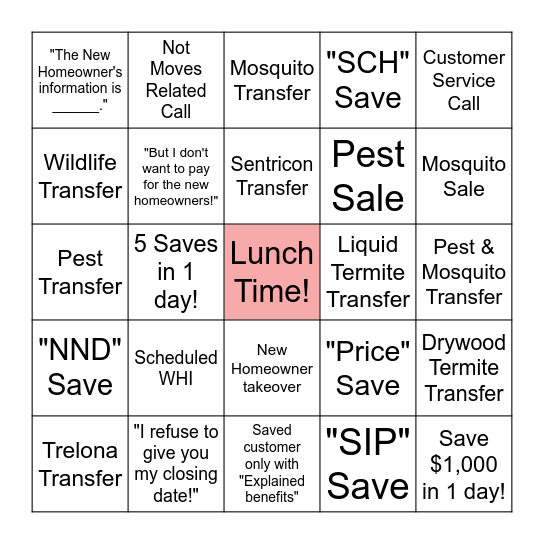 Customer Bingo! Bingo Card
