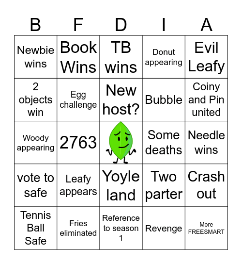 BFDIA 19 BINGO Card