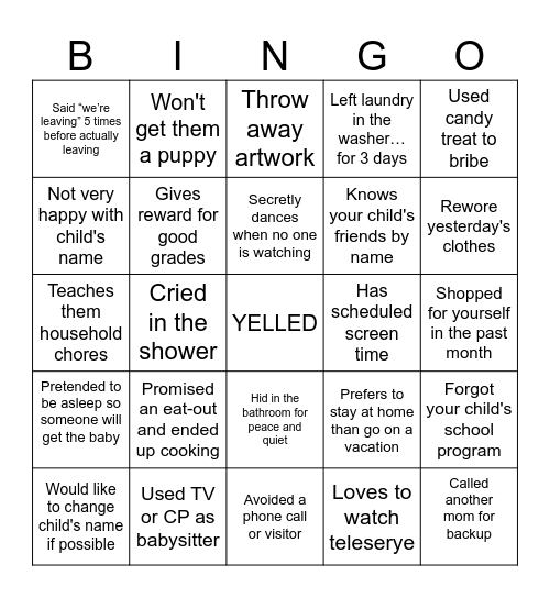 WIN-Talisay Mom-Confession Bingo Card