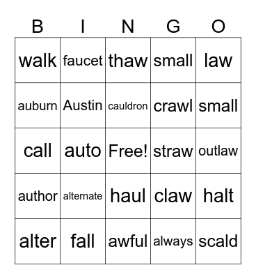 au, aw, or a Bingo Card