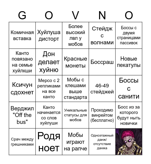 Предикт 8 канто Bingo Card