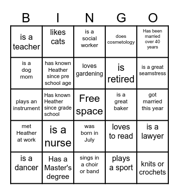 Find Someone Who : Bingo Card