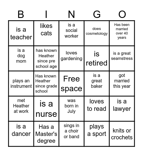 Find Someone Who : Bingo Card