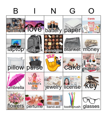ASL Mother's Day/Everyday Signs Bingo Card