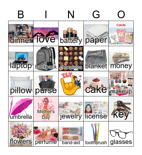 ASL Mother's Day/Everyday Signs Bingo Card