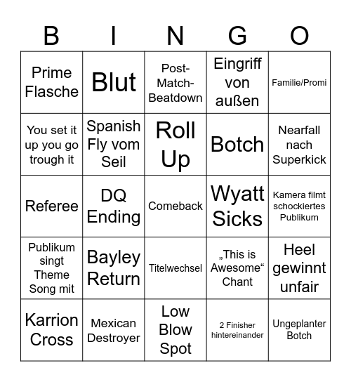 Backlash Bingo Card