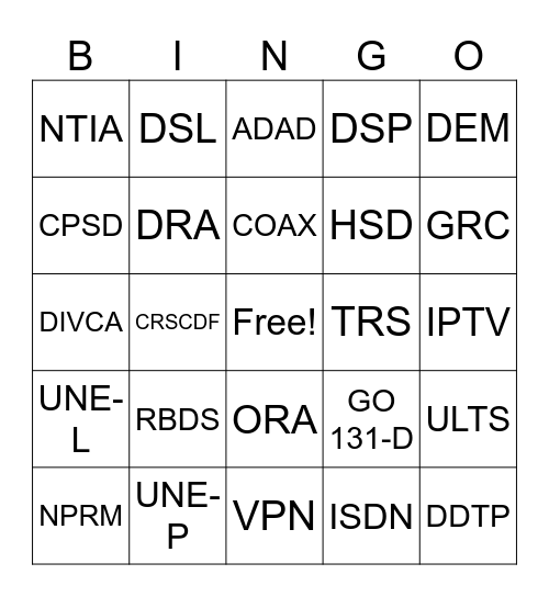 TLRO BINGO Card
