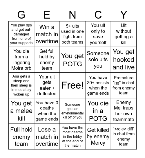 SUN OAKCASKET'S OW BINGO Card