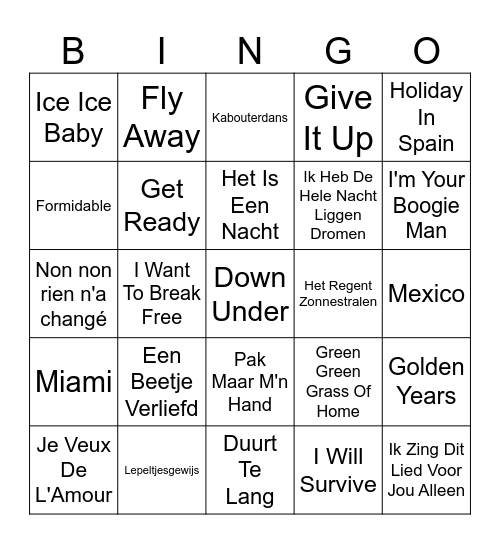 Belgische Eifel Muziek Bingo Card