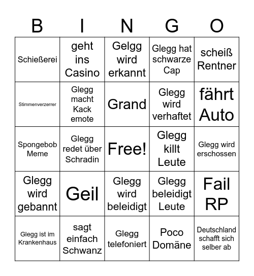 Gleggmire Bingo Card