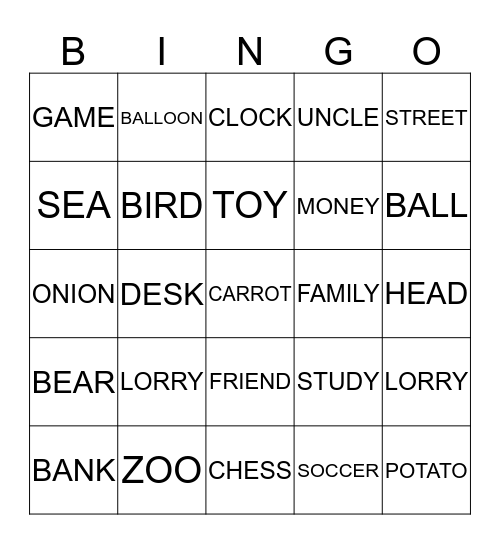 CELIB KIDS Bingo Card