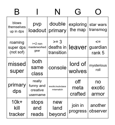 Matchmade SOTW Bingo Card