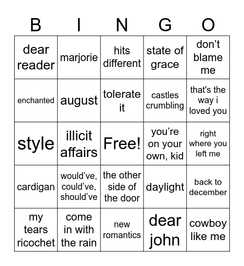 Best Bridges Bingo Card