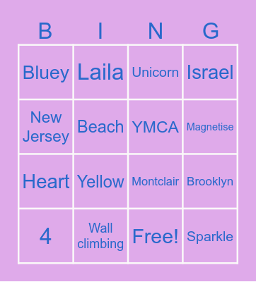 Laila’s Birthday Bingo Card