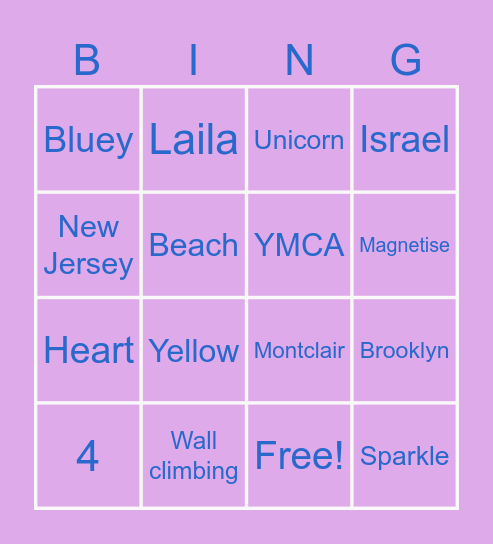 Laila’s Birthday Bingo Card