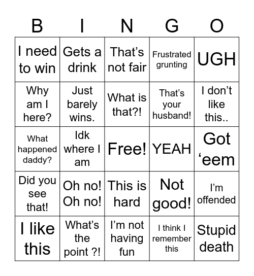 Elder scrolls (husband bingo) Bingo Card