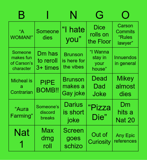 Three Stars Bingo Card