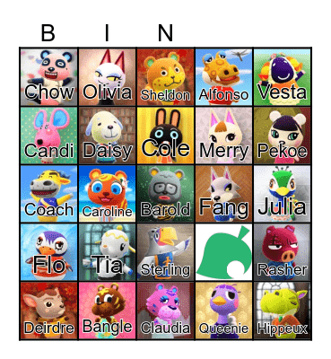 Animal Crossing Bingo Card