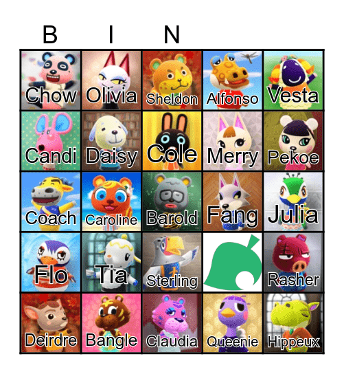 Animal Crossing Bingo Card
