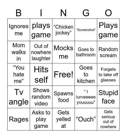 Boyfriend bingo Card