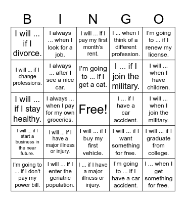 Life Achivements + 0/1 Conditionals Bingo Card