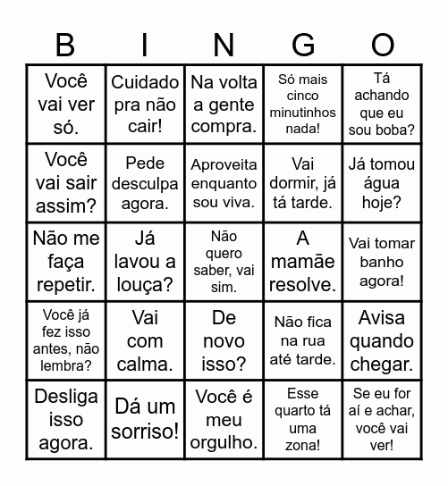 Dia das Mães Bingo Card