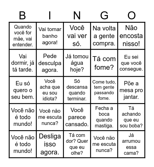 Dia das Mães Bingo Card