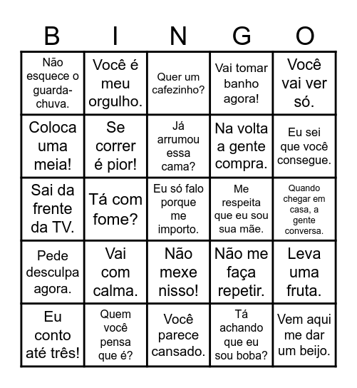 Dia das Mães Bingo Card