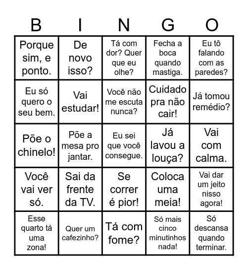Dia das Mães Bingo Card