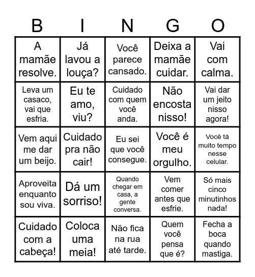 Dia das Mães Bingo Card