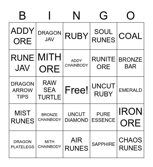 DUKE Bingo Card