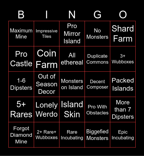 MSM Bingo!! v1.2 Bingo Card