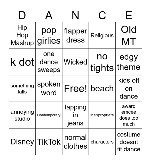 2025 Comp Bingo Card