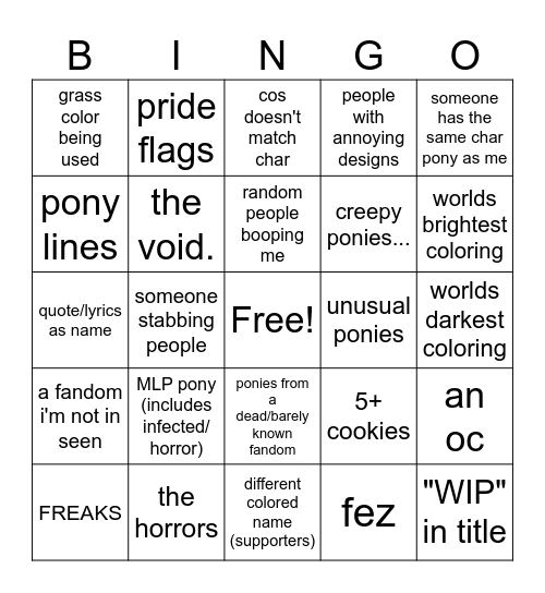 pony bingo Card