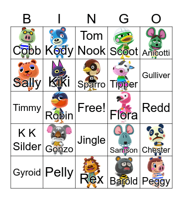 Animal Crossing Bingo Card