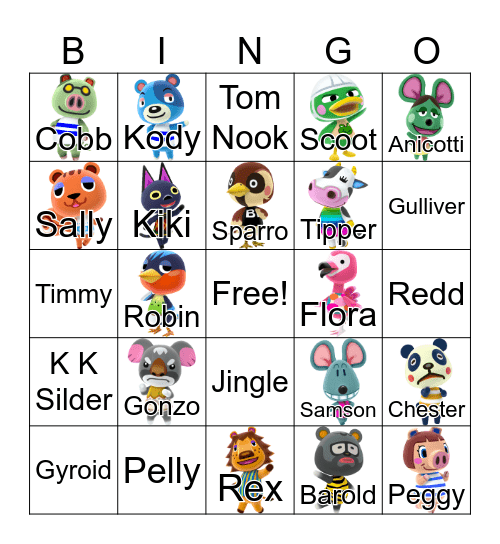 Animal Crossing Bingo Card