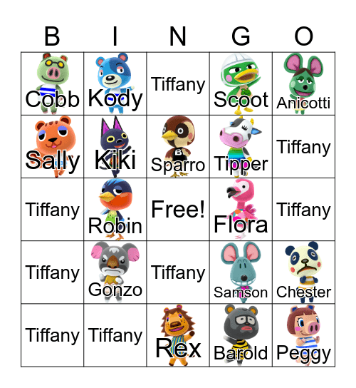 Animal Crossing Bingo Card