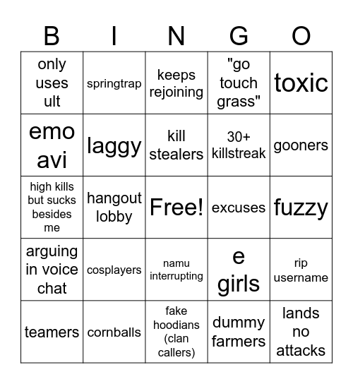 hbg Bingo Card