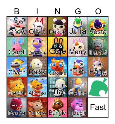 Animal Crossing Bingo Card