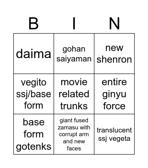 S.H.Figuarts Dragon Ball figuarts funny announcements Bingo Card