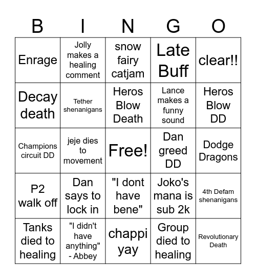 UTI P8 Clear Bingo Card
