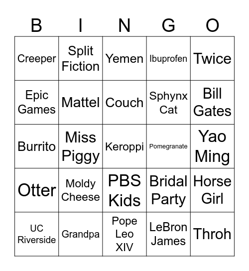 Infinite Craft Bingo Card
