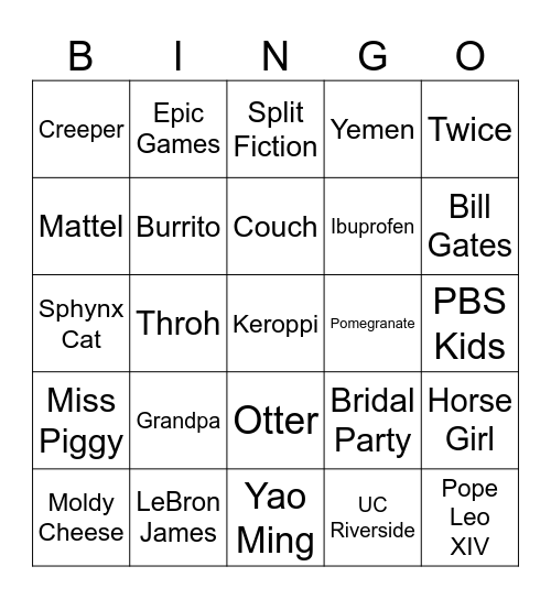 Infinite Craft Bingo Card