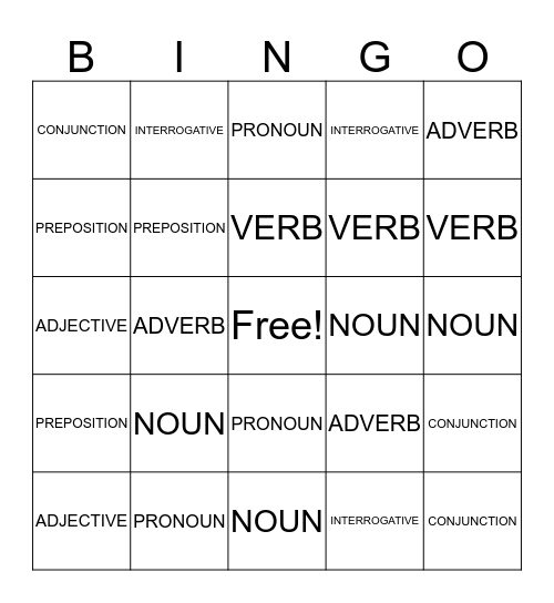 parts-of-speech-bingo-card