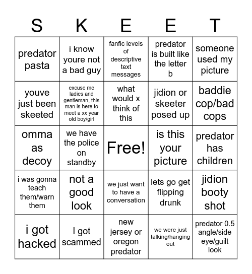 To Catch an EDP Bingo Card