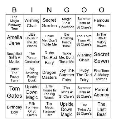 Leela's Favourite Books Bingo Card